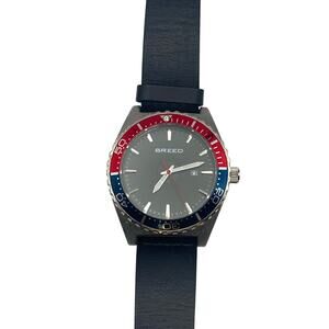 Breed Ranger Mens Watch 45mm - New Battery - Pepsi Red Blue Date WR 5ATM